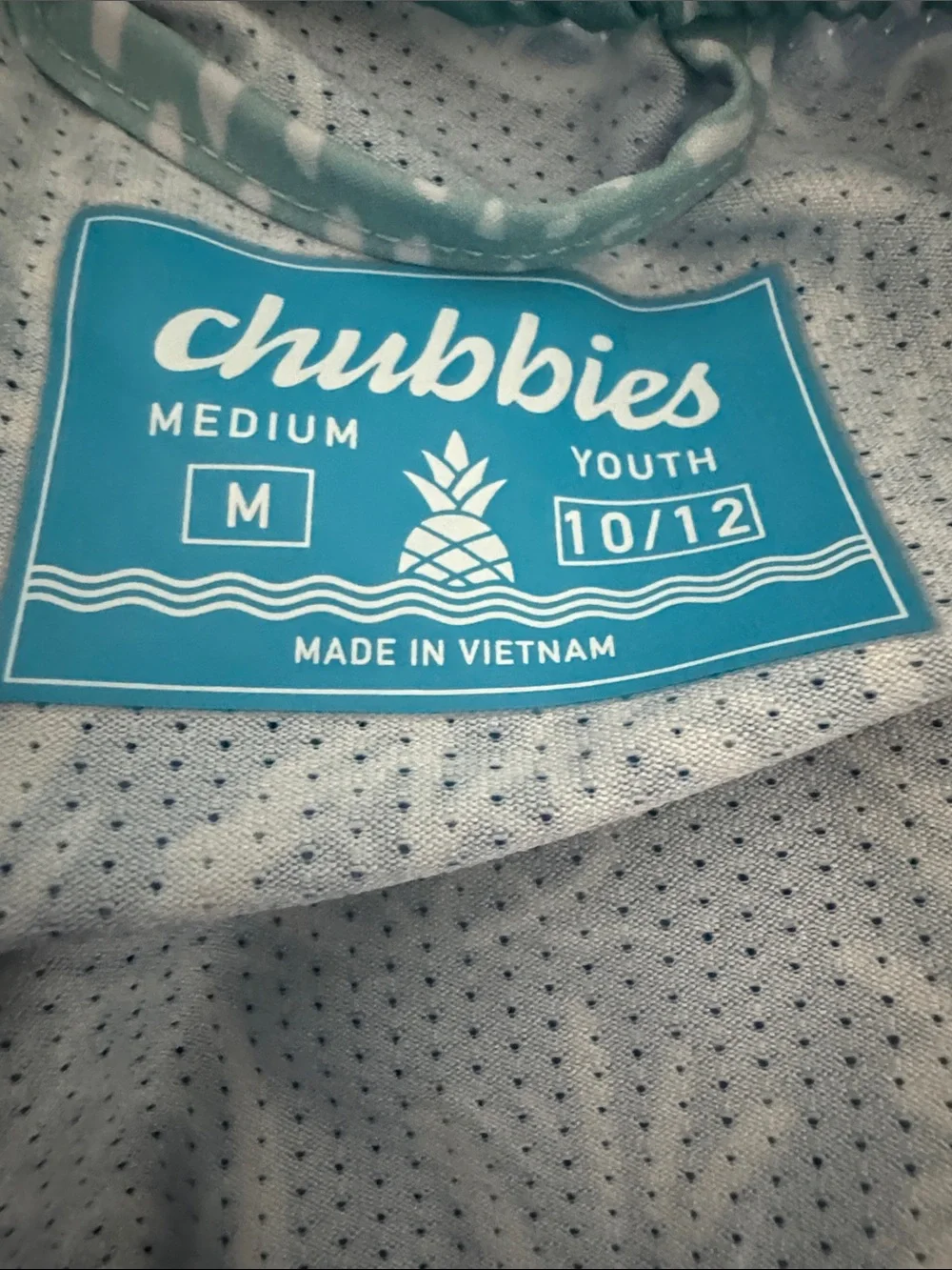 chubbies Teal Swim Trunks with White Speckle Print